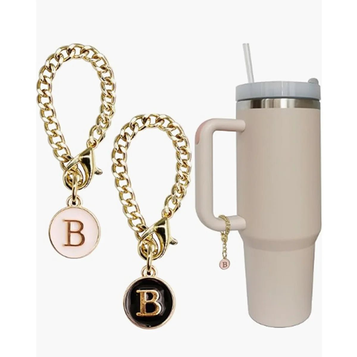 2PCS Initial Name ID Letter Charm Accessories for Stanley Cup - Personalized Handle Charm for Stanley Tumbler B