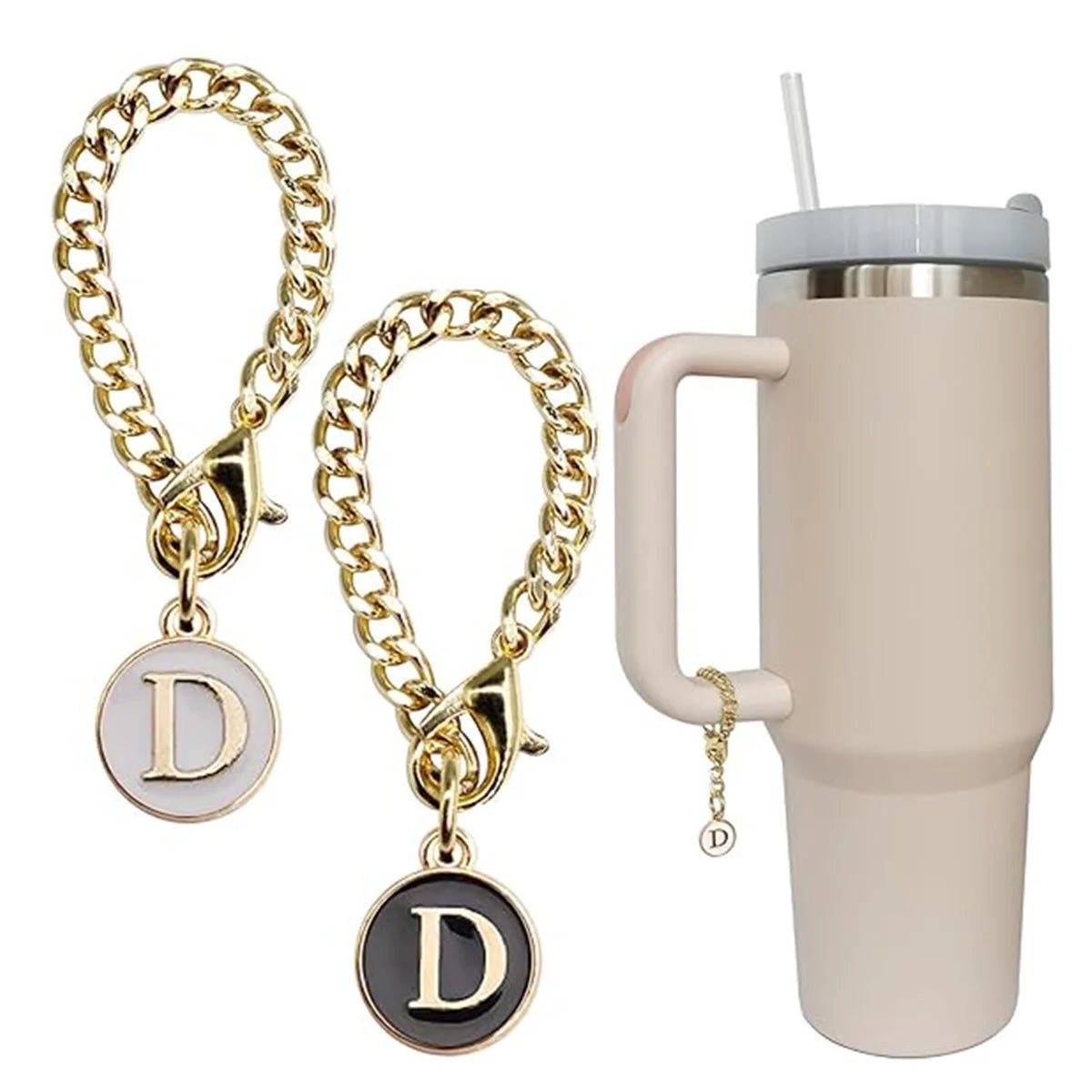 2PCS Initial Name ID Letter Charm Accessories for Stanley Cup - Personalized Handle Charm for Stanley Tumbler D