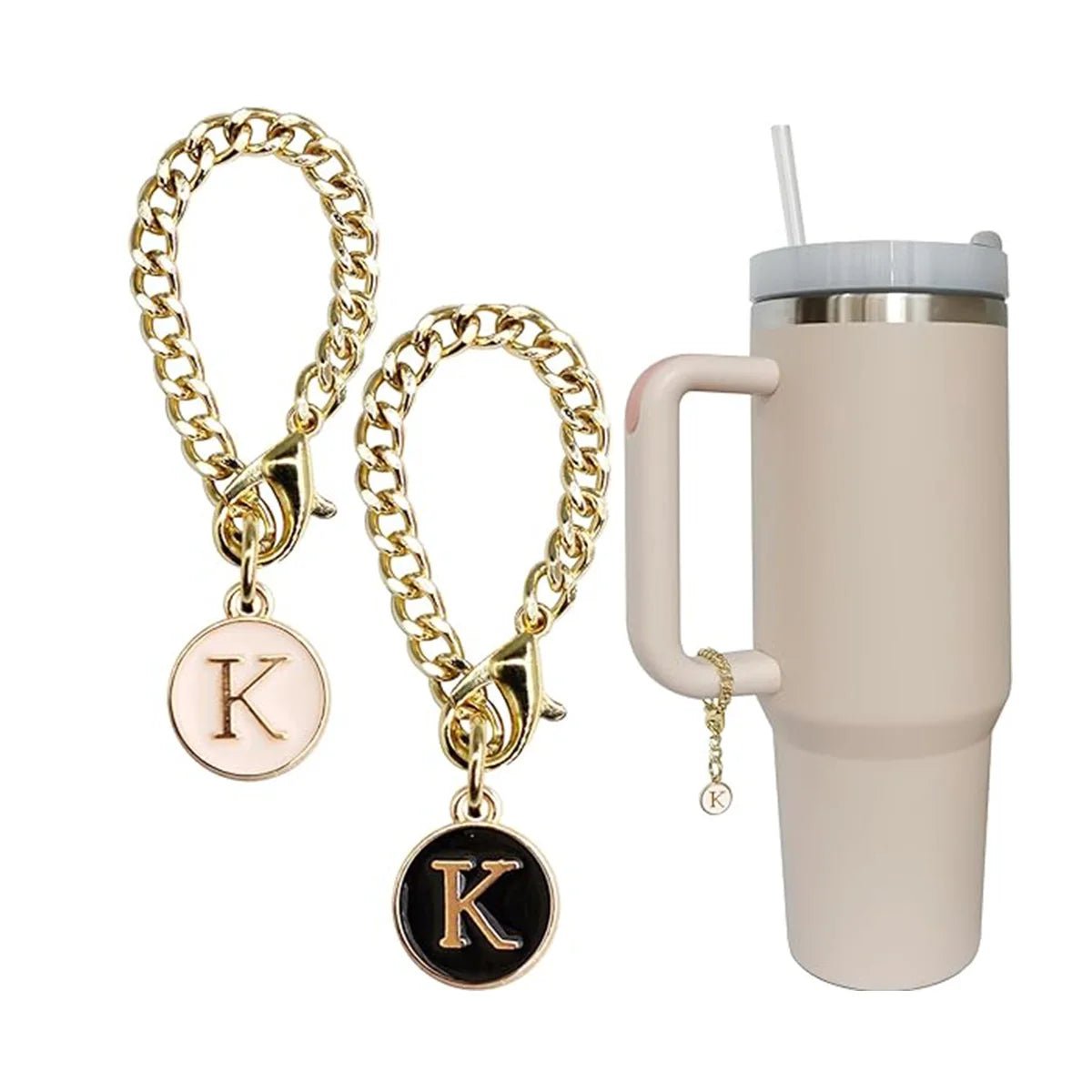 2PCS Initial Name ID Letter Charm Accessories for Stanley Cup - Personalized Handle Charm for Stanley Tumbler K