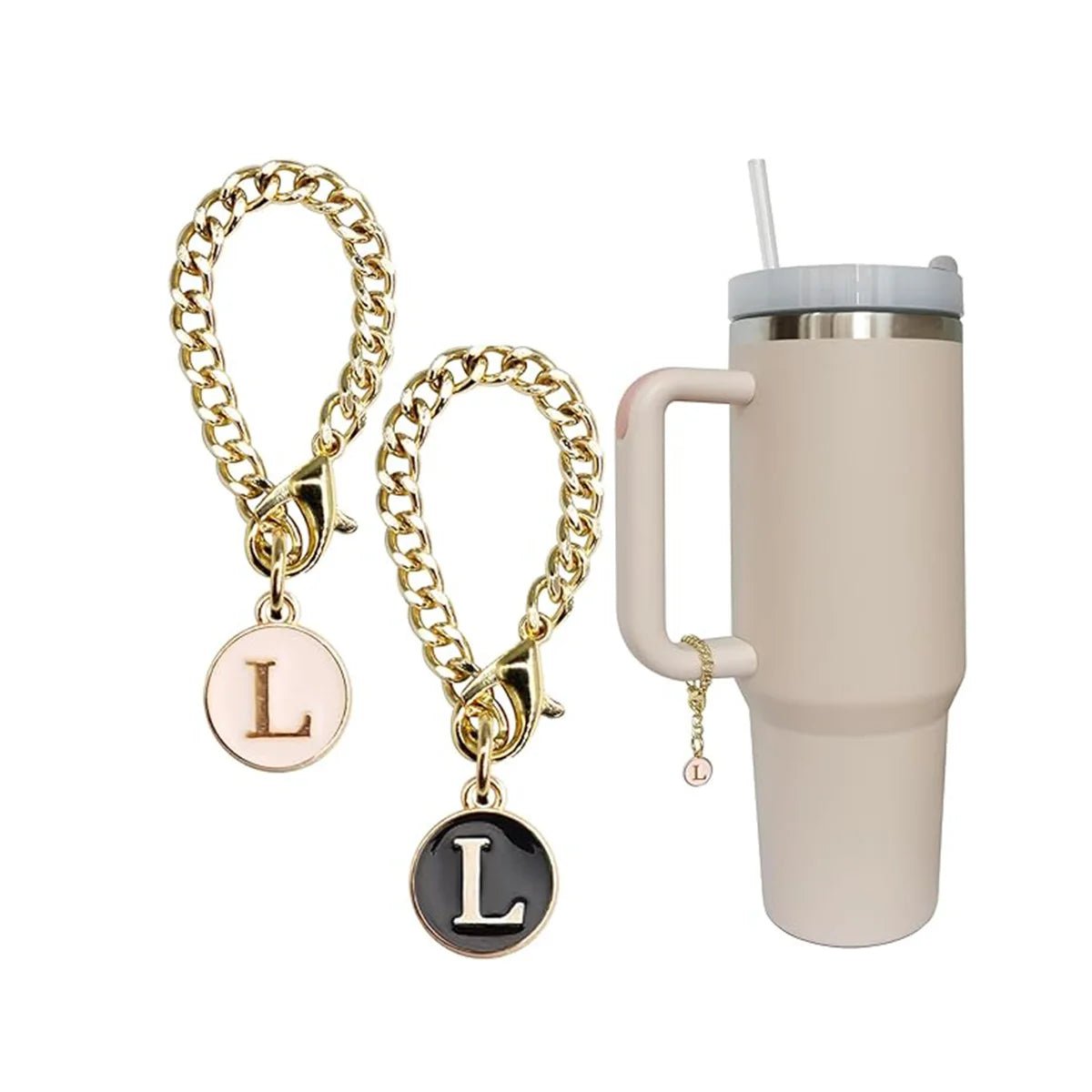 2PCS Initial Name ID Letter Charm Accessories for Stanley Cup - Personalized Handle Charm for Stanley Tumbler L