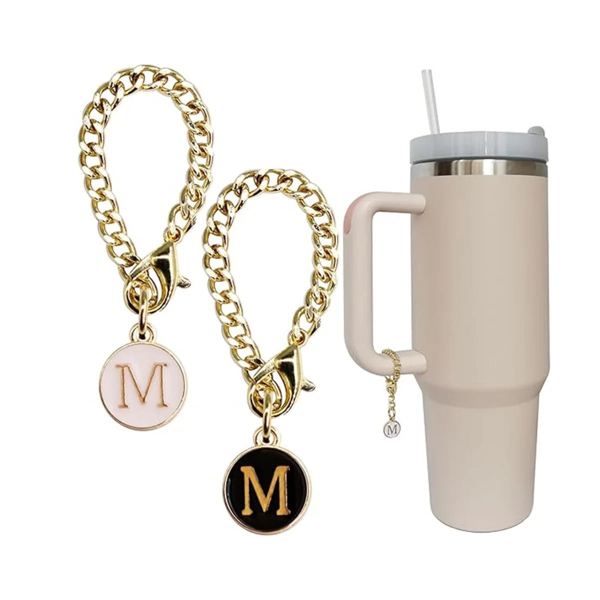 2PCS Initial Name ID Letter Charm Accessories for Stanley Cup - Personalized Handle Charm for Stanley Tumbler M