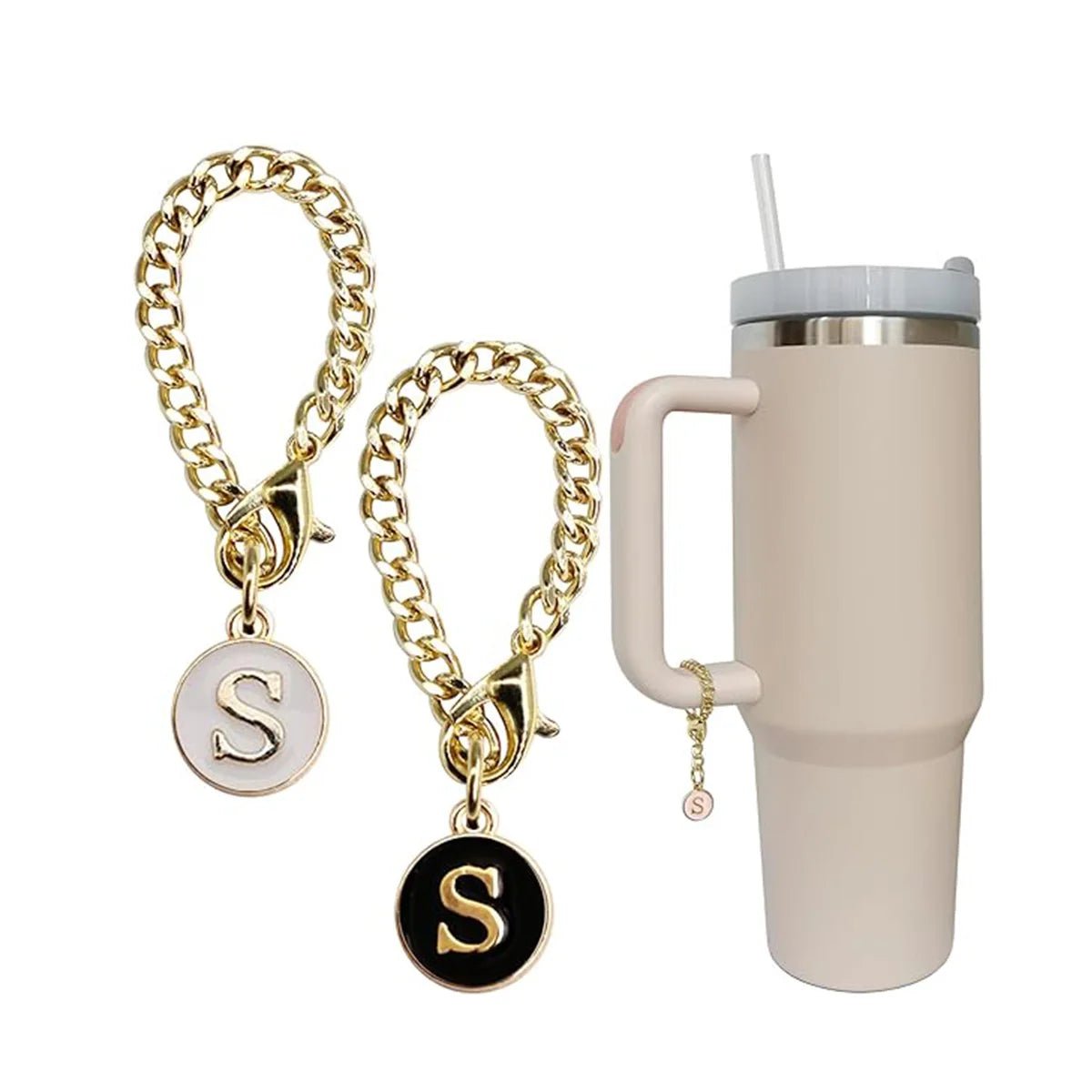 2PCS Initial Name ID Letter Charm Accessories for Stanley Cup - Personalized Handle Charm for Stanley Tumbler S