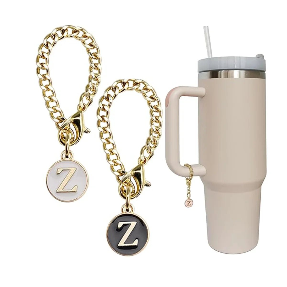 2PCS Initial Name ID Letter Charm Accessories for Stanley Cup - Personalized Handle Charm for Stanley Tumbler Z