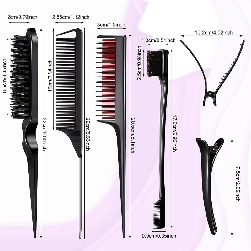 3-10pcs Hair Styling Comb Set Teasing Hair Brush Triple Teasing Comb Rat Tail Combs Edge Brush Hair Tail Tools Braid Tool Loop