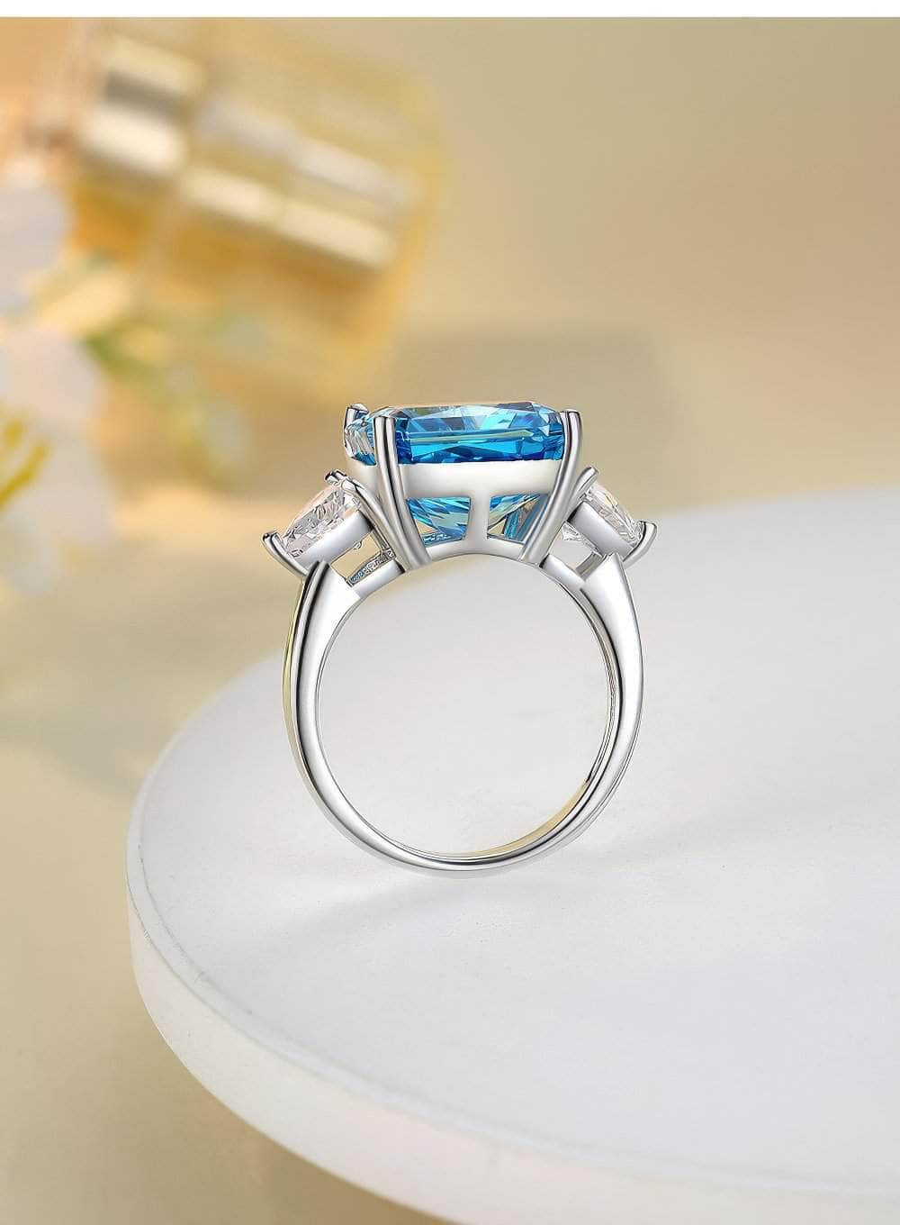 3.8 Ct Princess Cut Lab Grown Diamond Paved Crystal Sapphire Ring