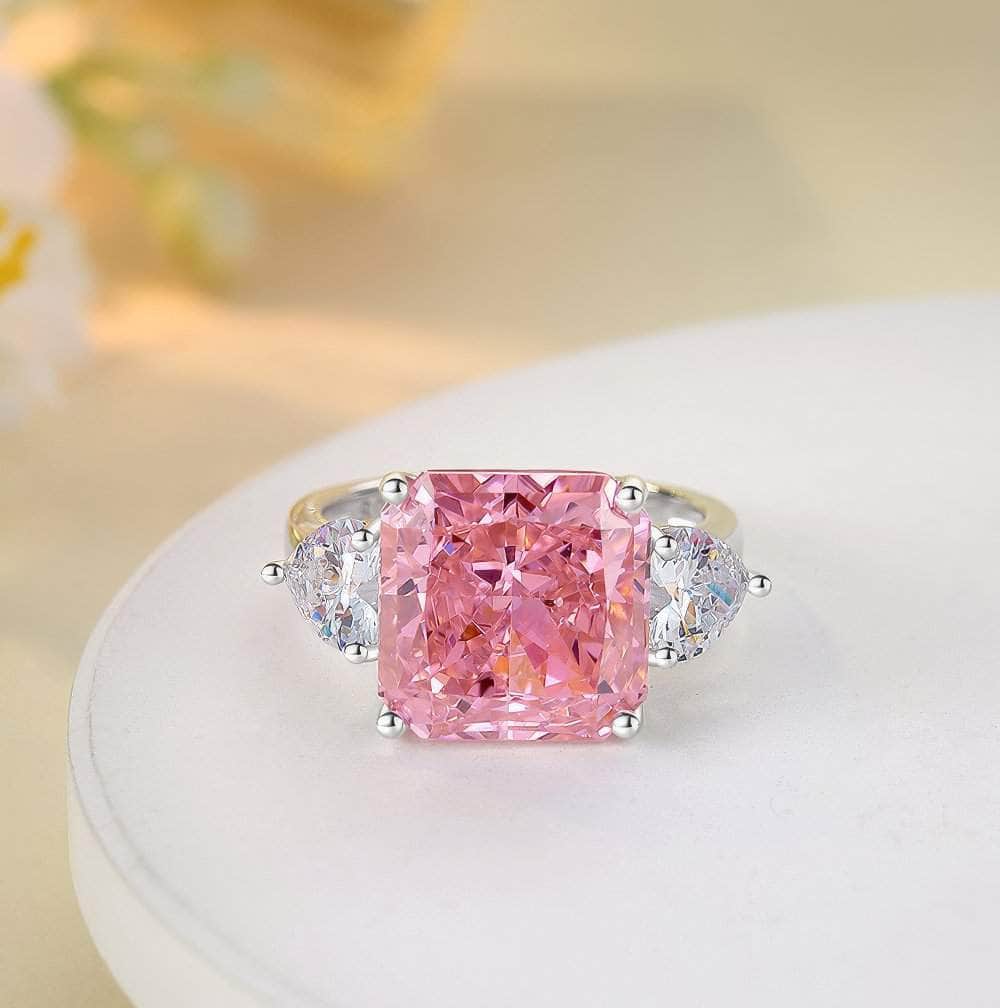 3.8 Ct Princess Cut Lab Grown Diamond Paved Crystal Sapphire Ring