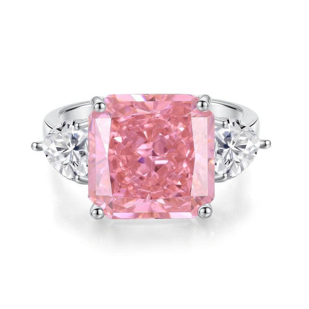 3.8 Ct Princess Cut Lab Grown Diamond Paved Crystal Sapphire Ring 6 US / Pink Sapphire