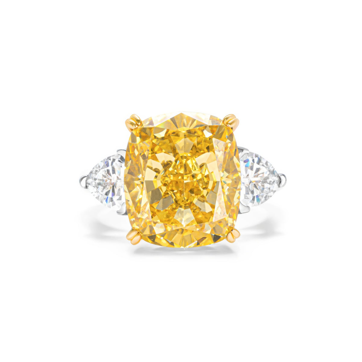 3 Ct Fancy Yellow Three Stone Lab Diamond Ring