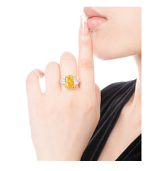 3 Ct Fancy Yellow Three Stone Lab Diamond Ring