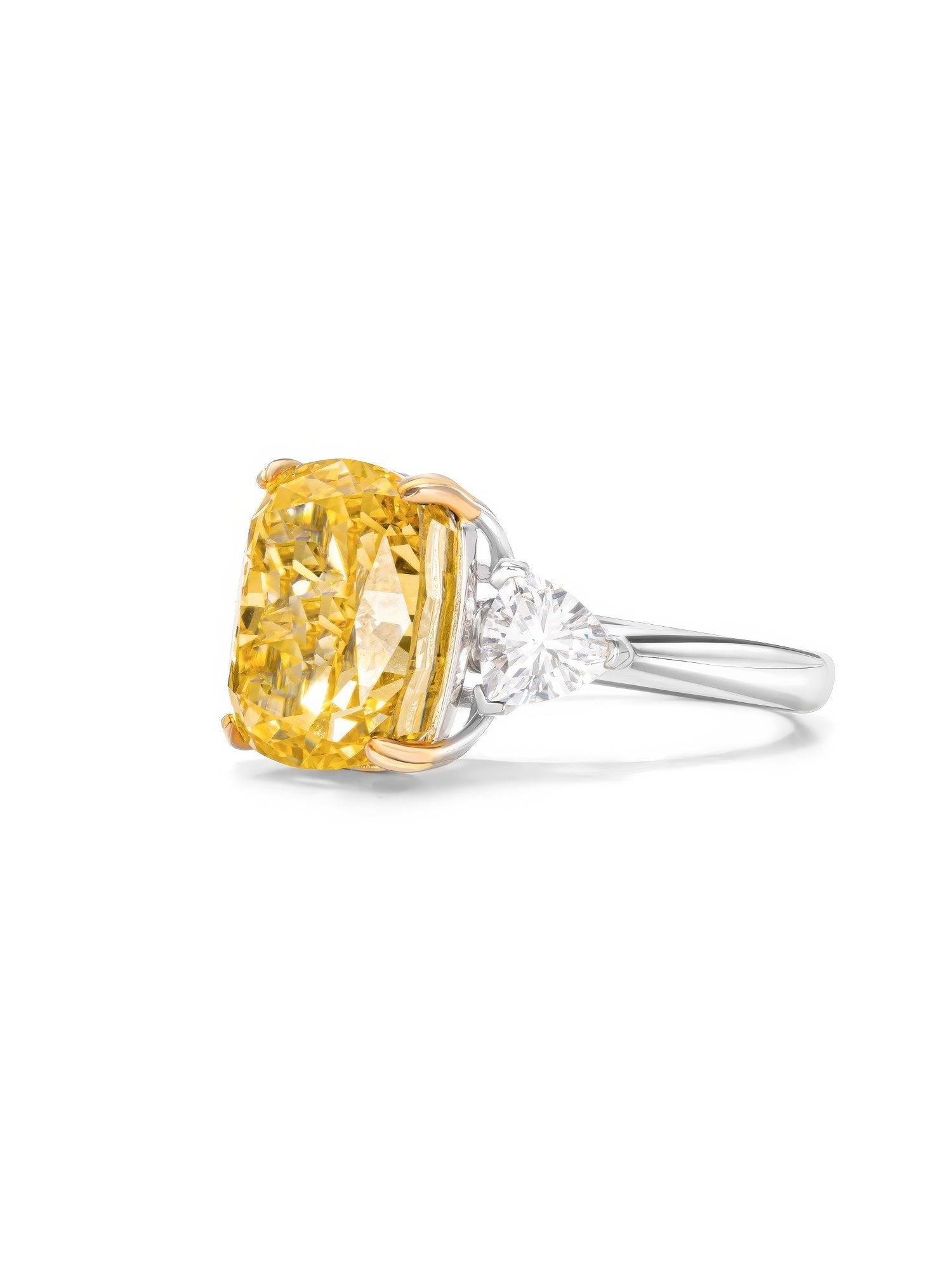 3 Ct Fancy Yellow Three Stone Lab Diamond Ring