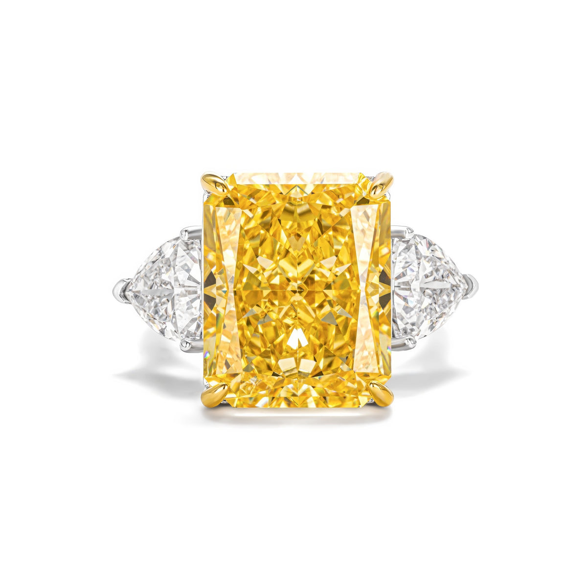 3 Ct Yellow Radiant Cut 3 Stone Lab Diamond Ring