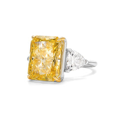 3 Ct Yellow Radiant Cut 3 Stone Lab Diamond Ring