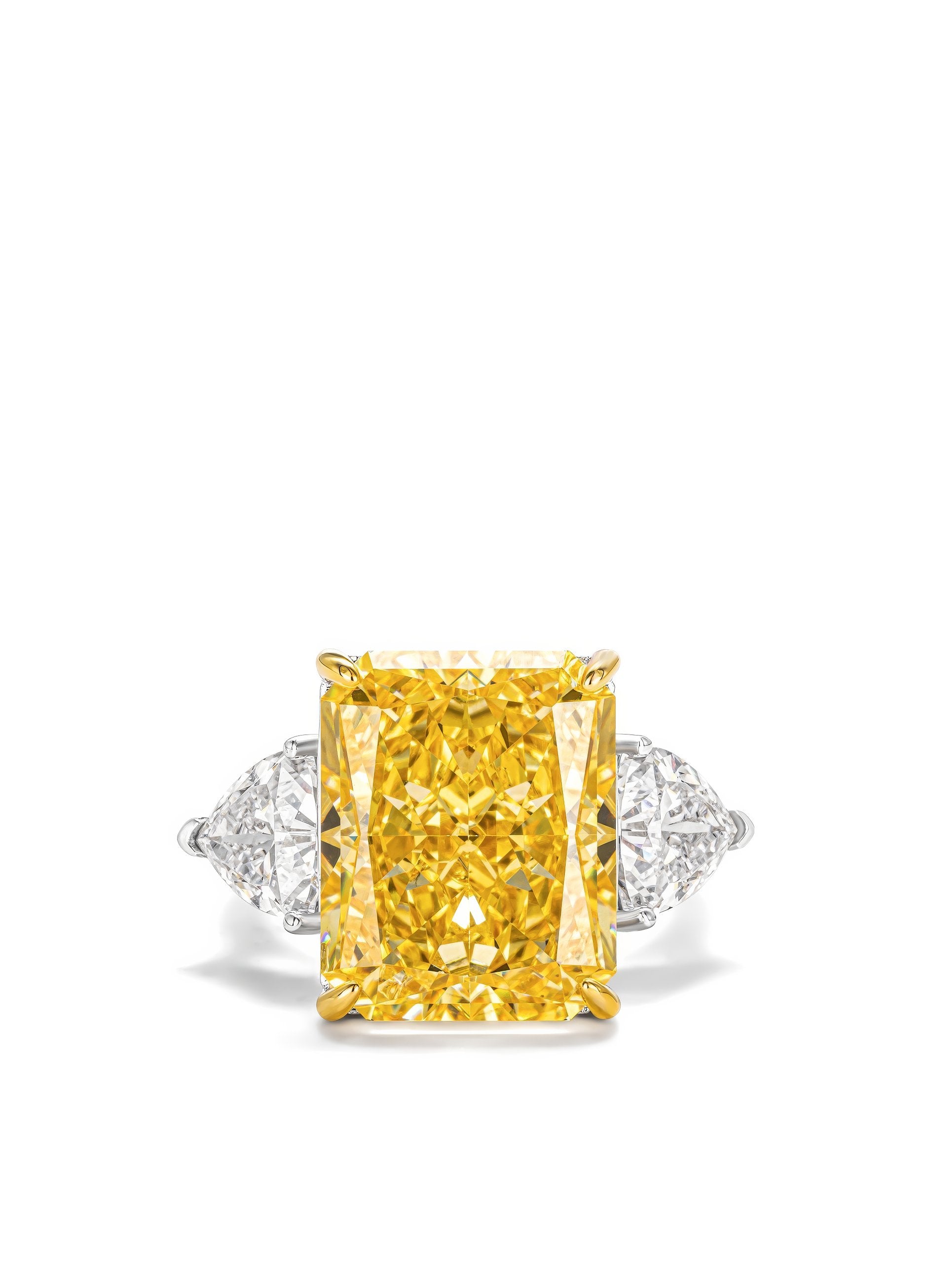 3 Ct Yellow Radiant Cut 3 Stone Lab Diamond Ring