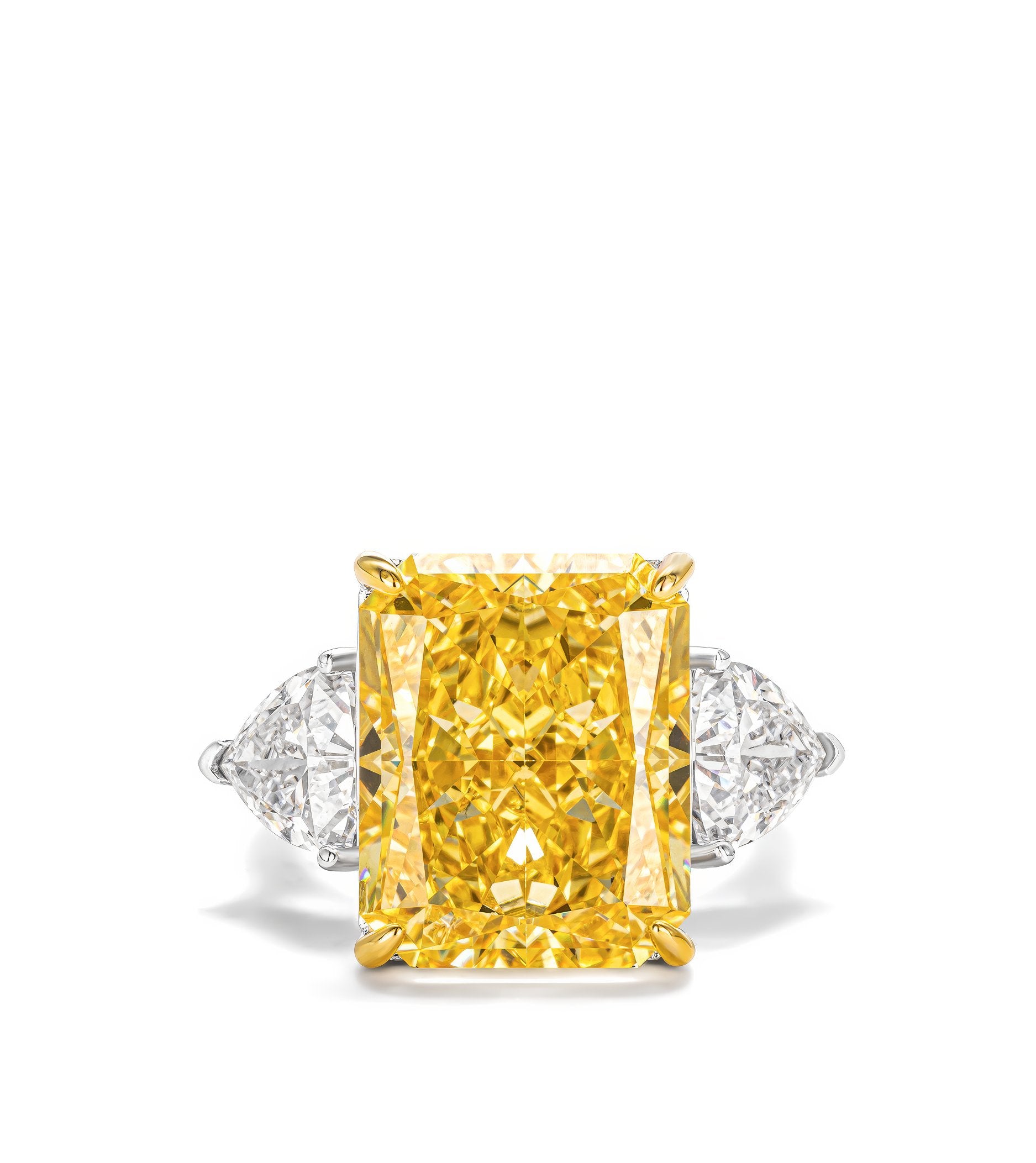 3 Ct Yellow Radiant Cut 3 Stone Lab Diamond Ring