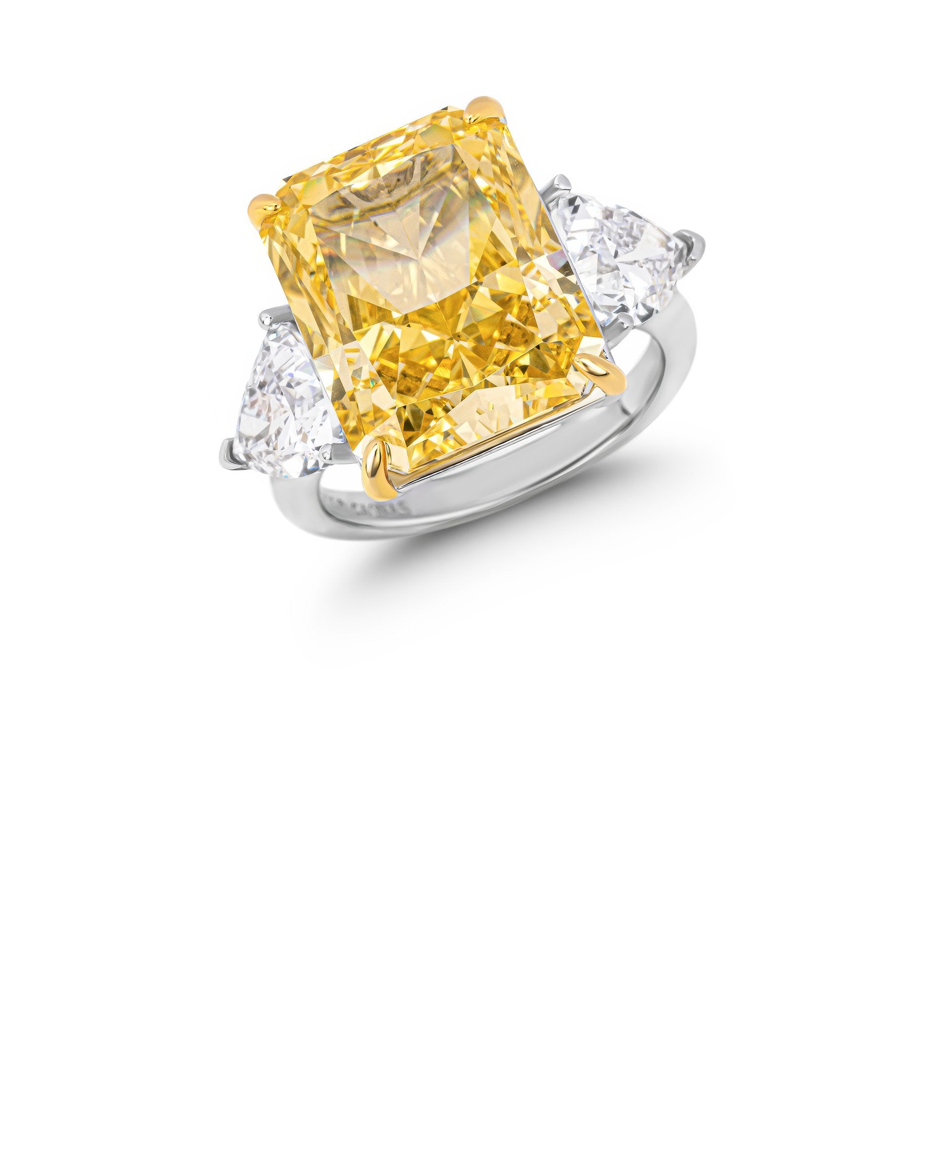 3 Ct Yellow Radiant Cut 3 Stone Lab Diamond Ring