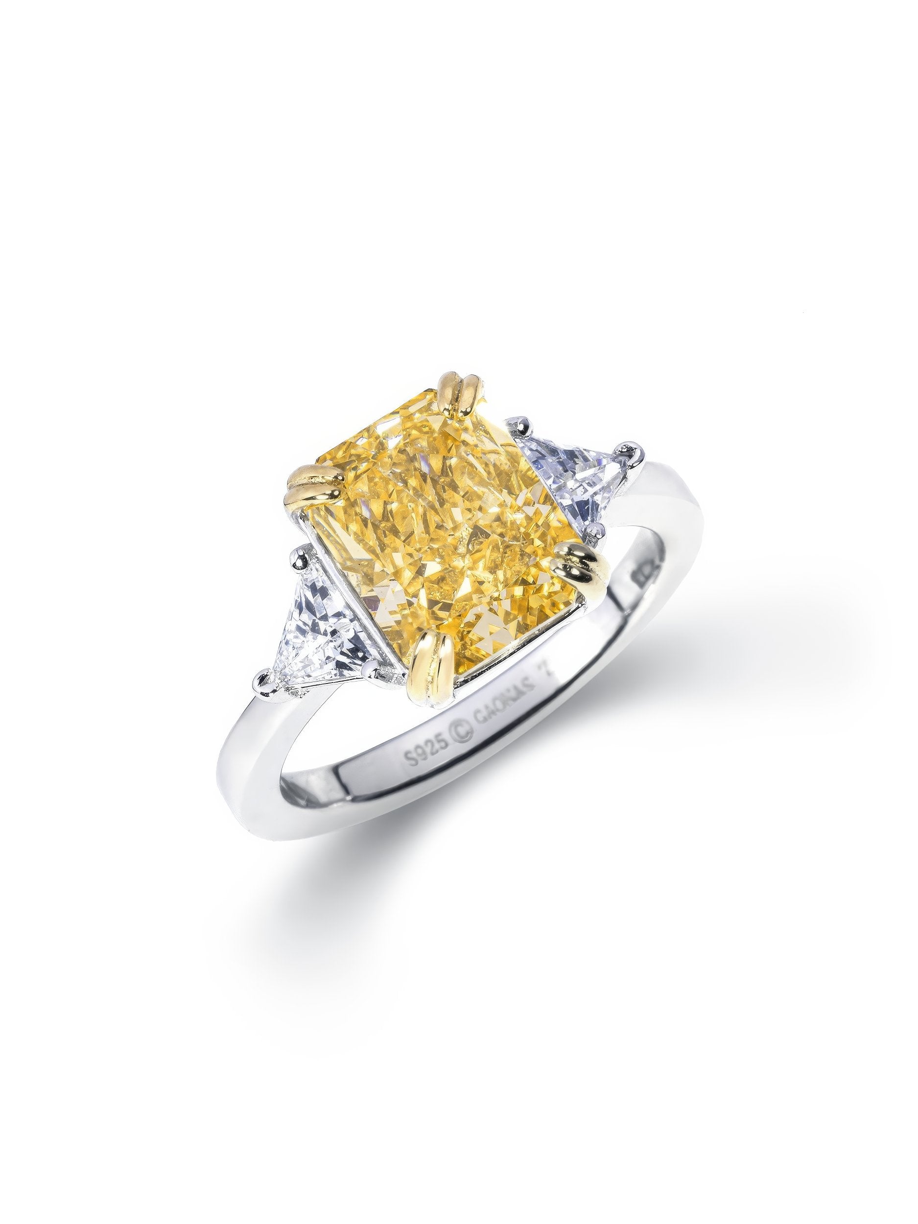 3 Ct Yellow Sapphire Baguette Lab Diamond Ring