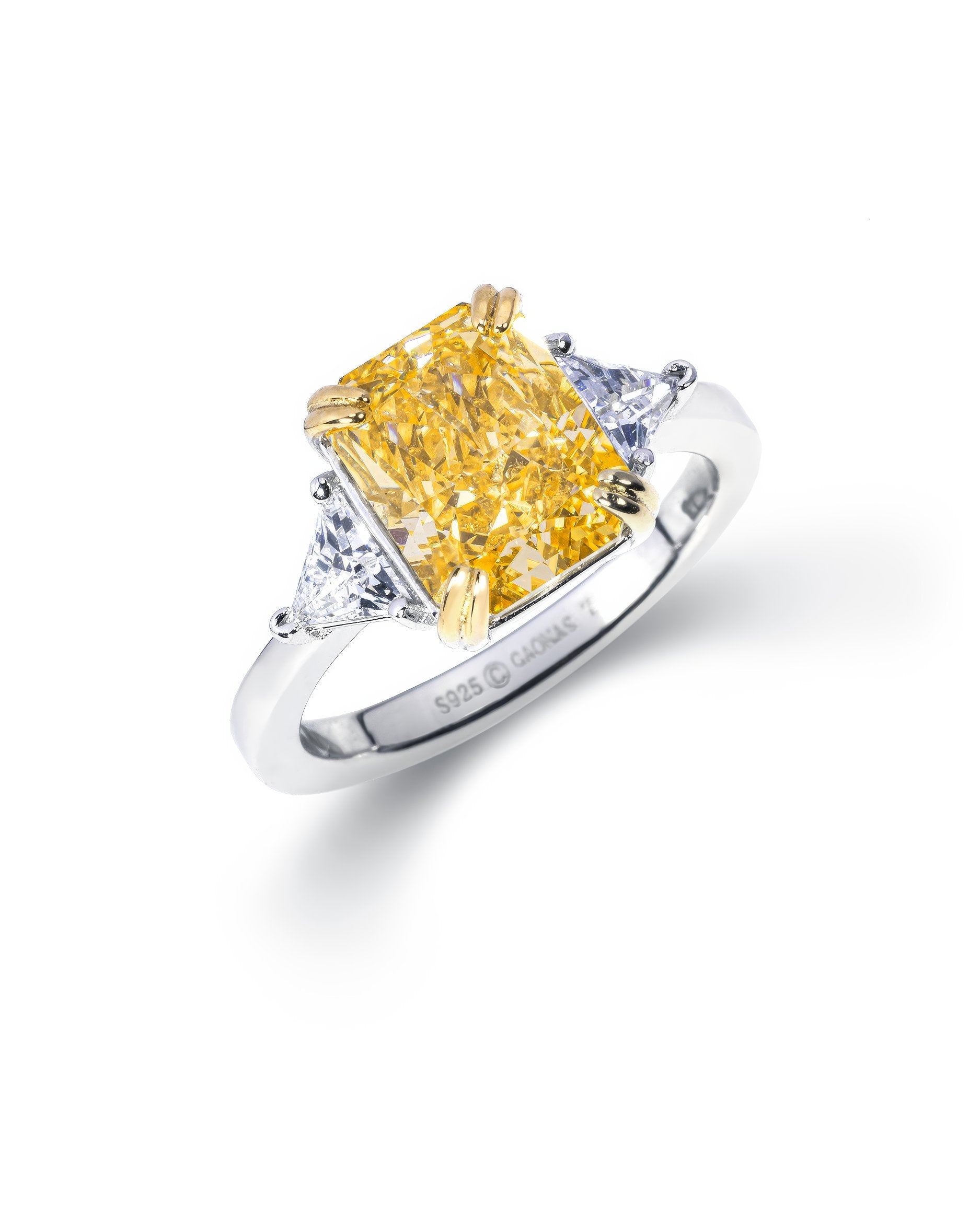 3 Ct Yellow Sapphire Baguette Lab Diamond Ring