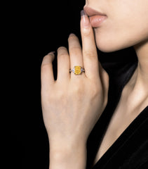 3 Ct Yellow Sapphire Baguette Lab Diamond Ring