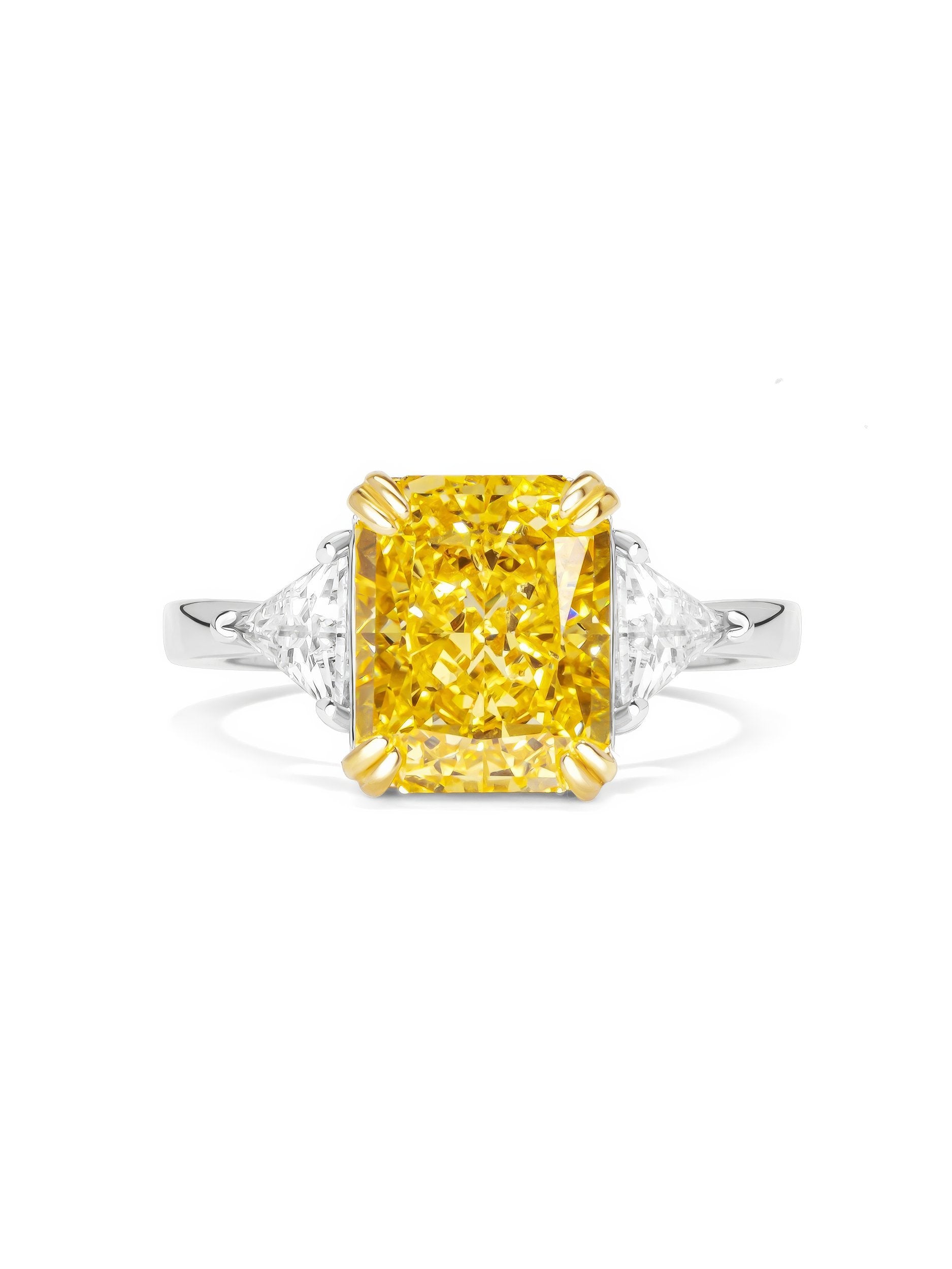 3 Ct Yellow Sapphire Baguette Lab Diamond Ring