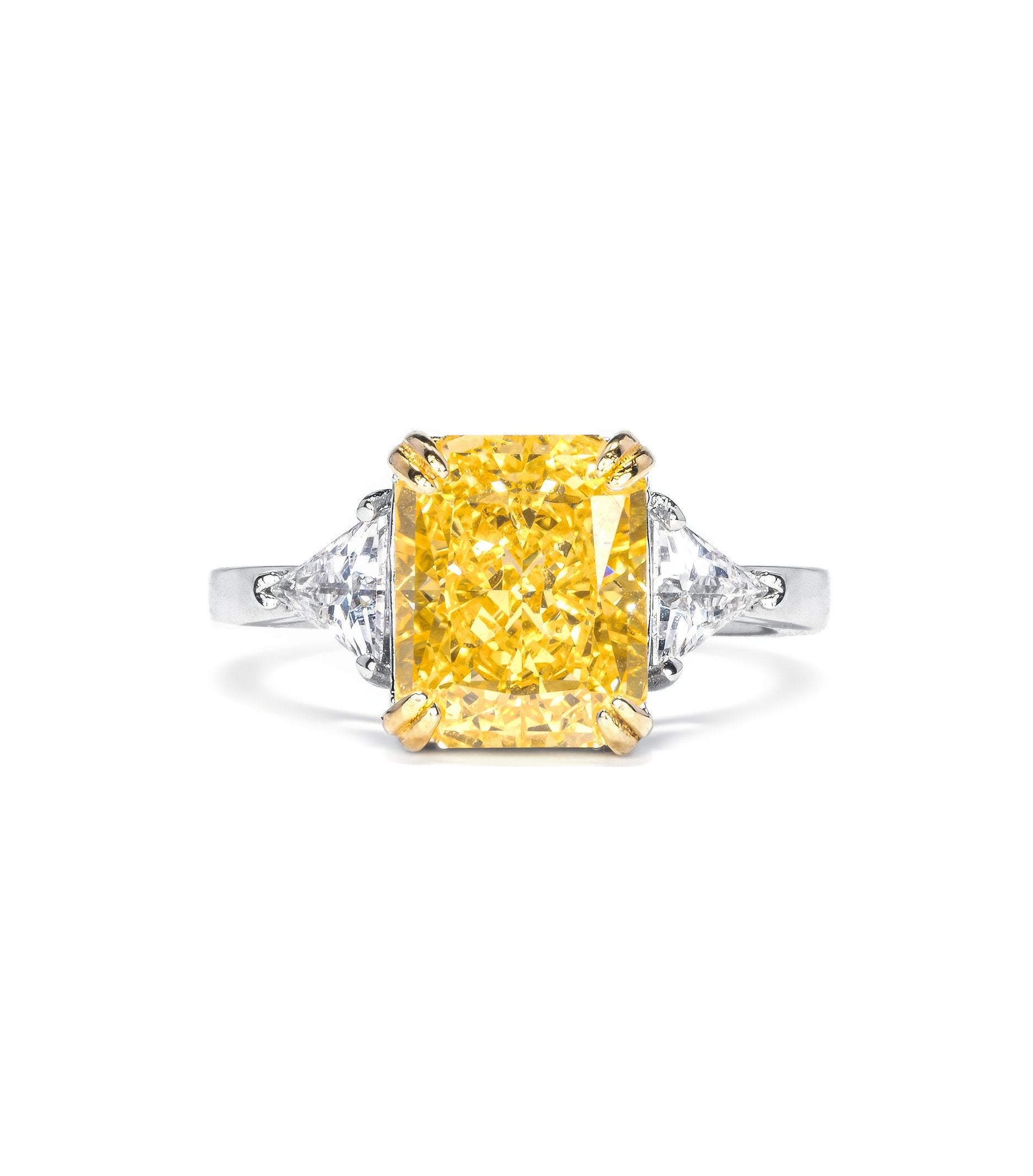 3 Ct Yellow Sapphire Baguette Lab Diamond Ring