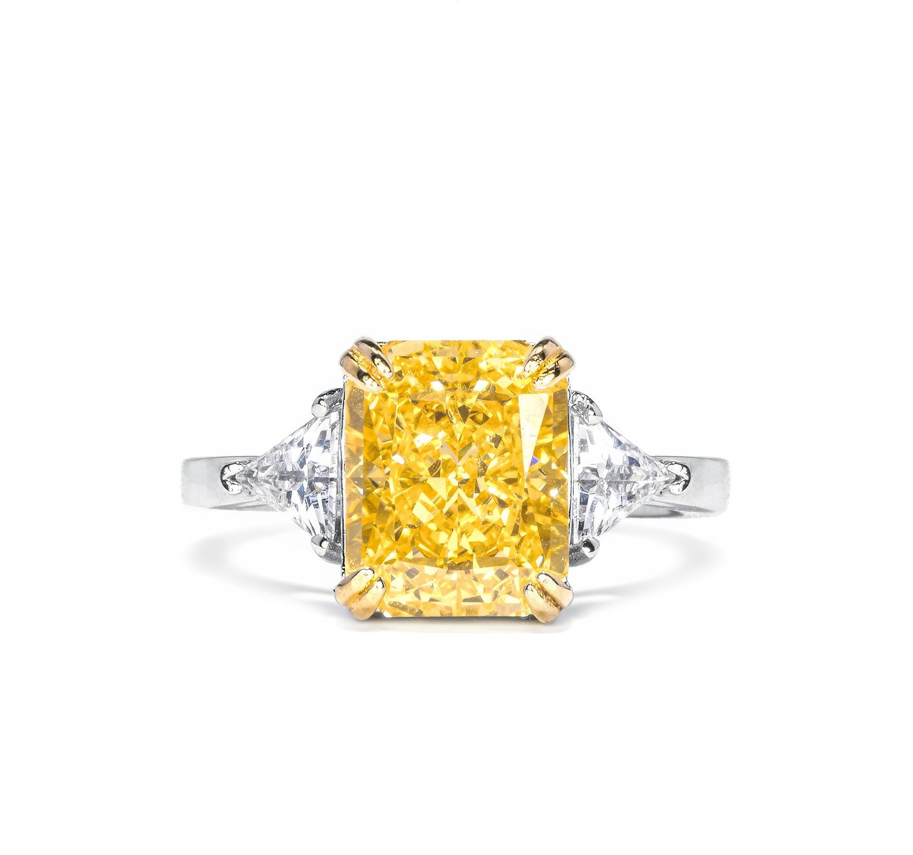 3 Ct Yellow Sapphire Baguette Lab Diamond Ring