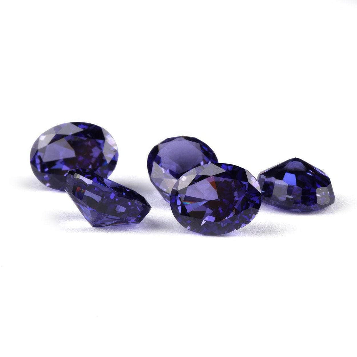 3 Set Amethyst Oval Cut Lab Grown Diamond Gemstone