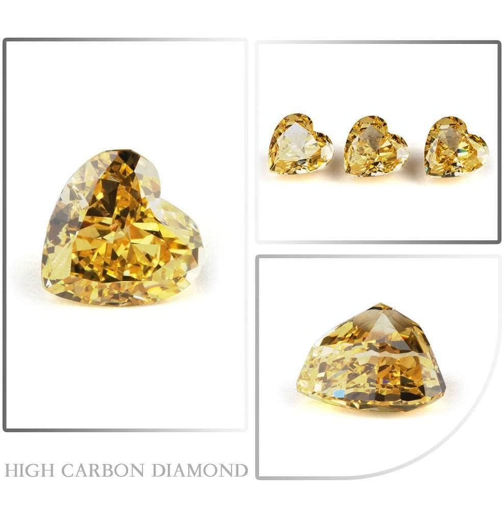 3 Set Canary Yellow Heart Cut Lab Grown Diamond Gemstone