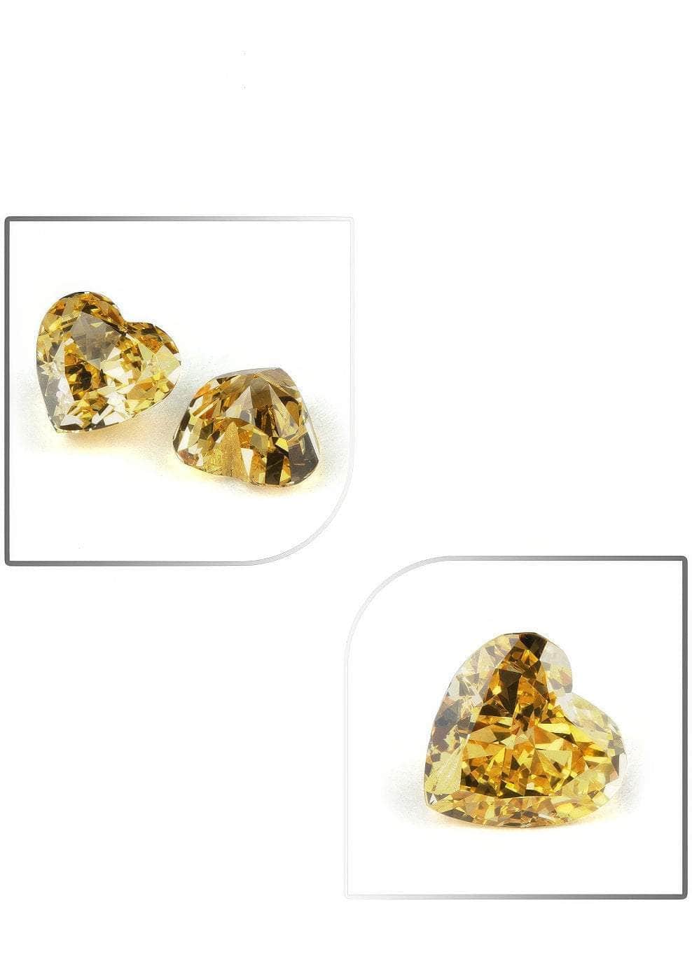 3 Set Canary Yellow Heart Cut Lab Grown Diamond Gemstone