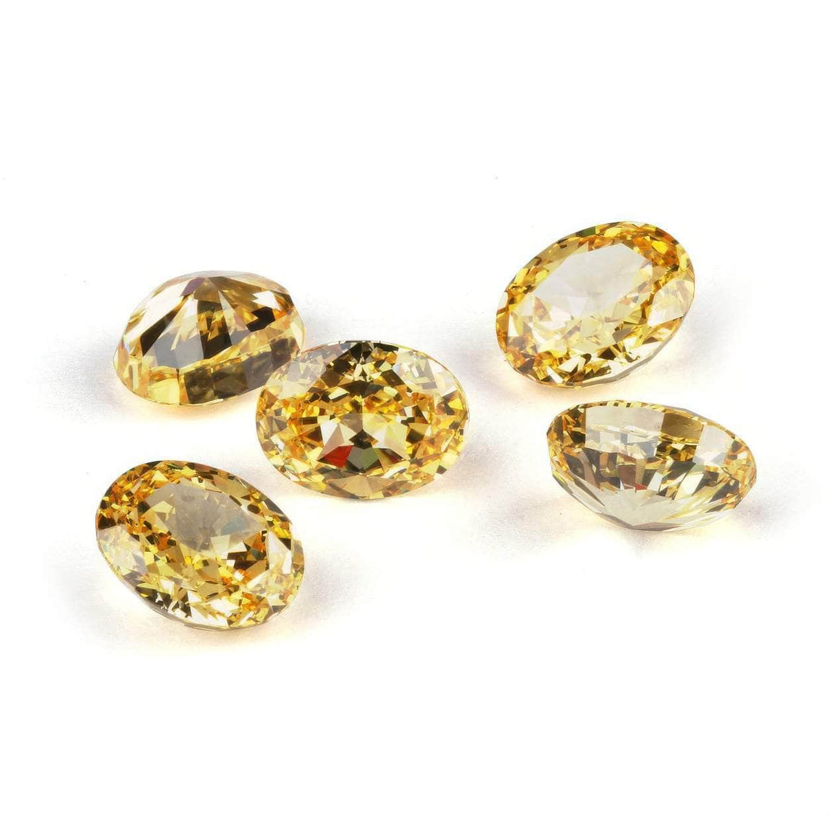 3 Set Canary Yellow Oval Cut Lab Grown Diamond Gemstone