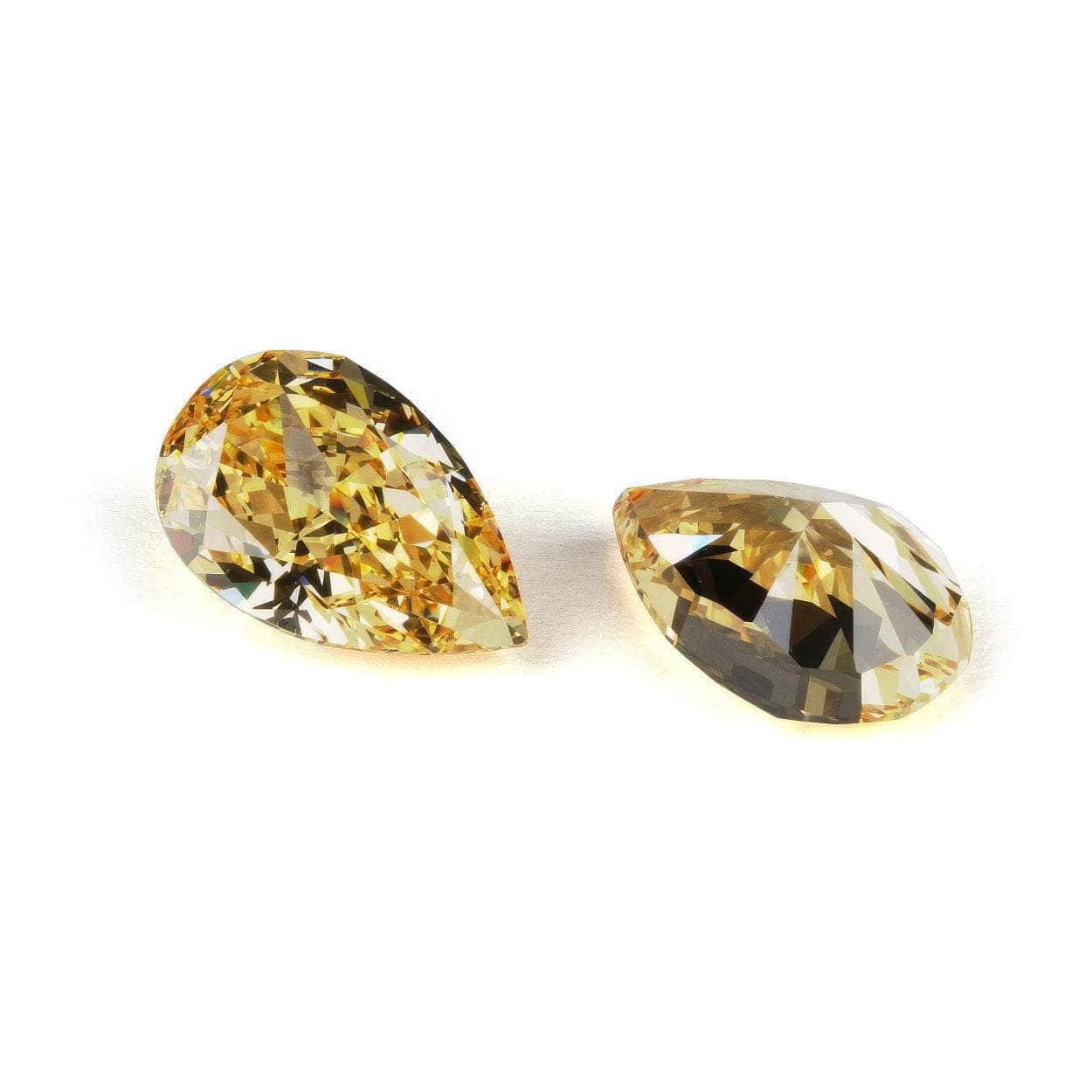 3 Set Canary Yellow Pear Cut Lab Grown Diamond Gemstone