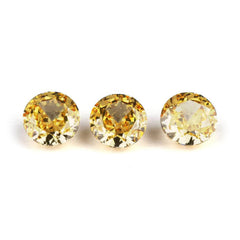 3 Set Canary Yellow Round Cut Lab Grown Diamond Gemstone