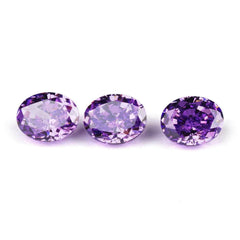 3-Set Purple Amethyst Oval-Cut Lab-Grown Diamond Gemstone