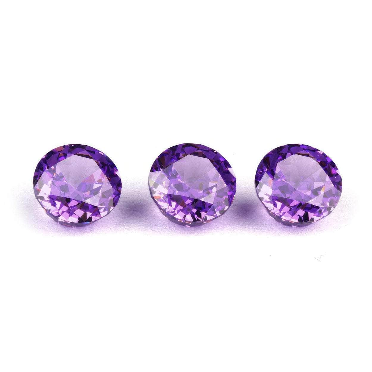3-Set Purple Amethyst Round Cut Lab Grown Diamond Gemstone