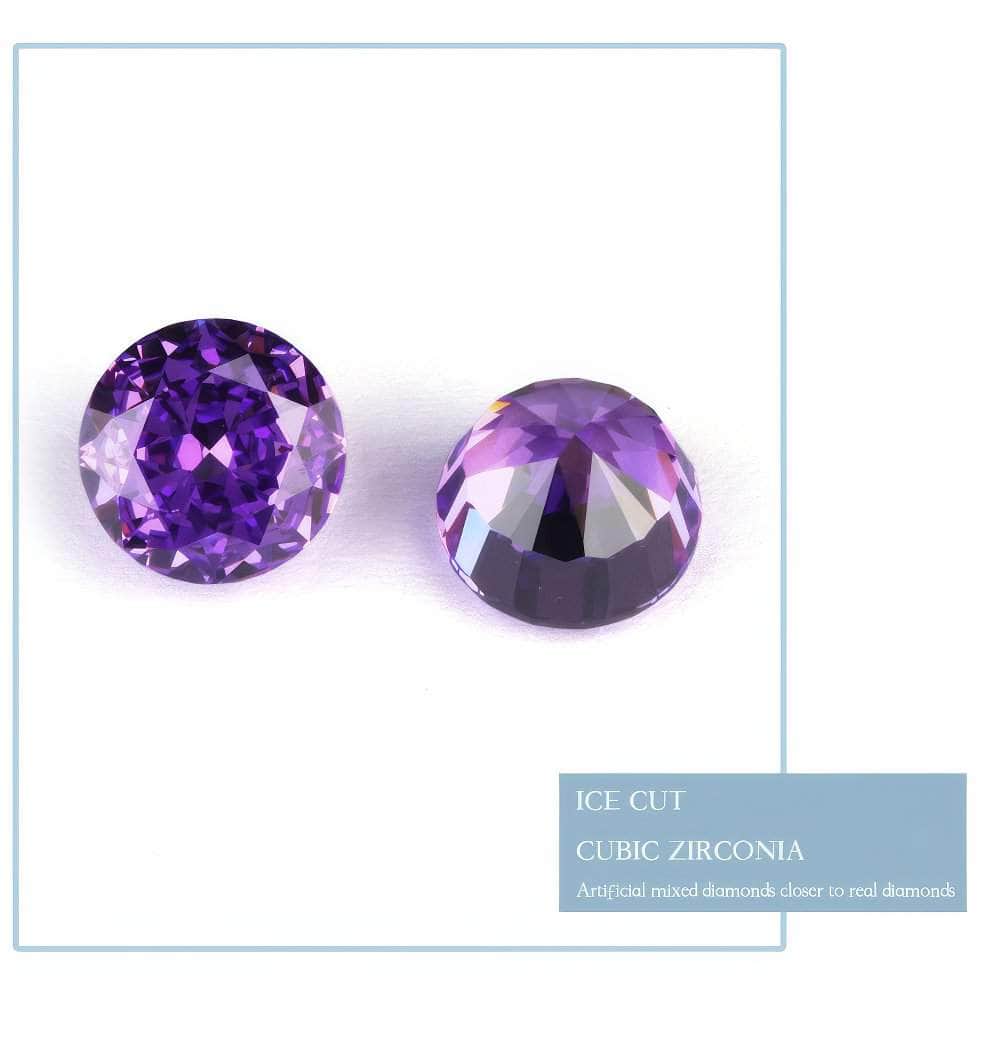 3-Set Purple Amethyst Round Cut Lab Grown Diamond Gemstone