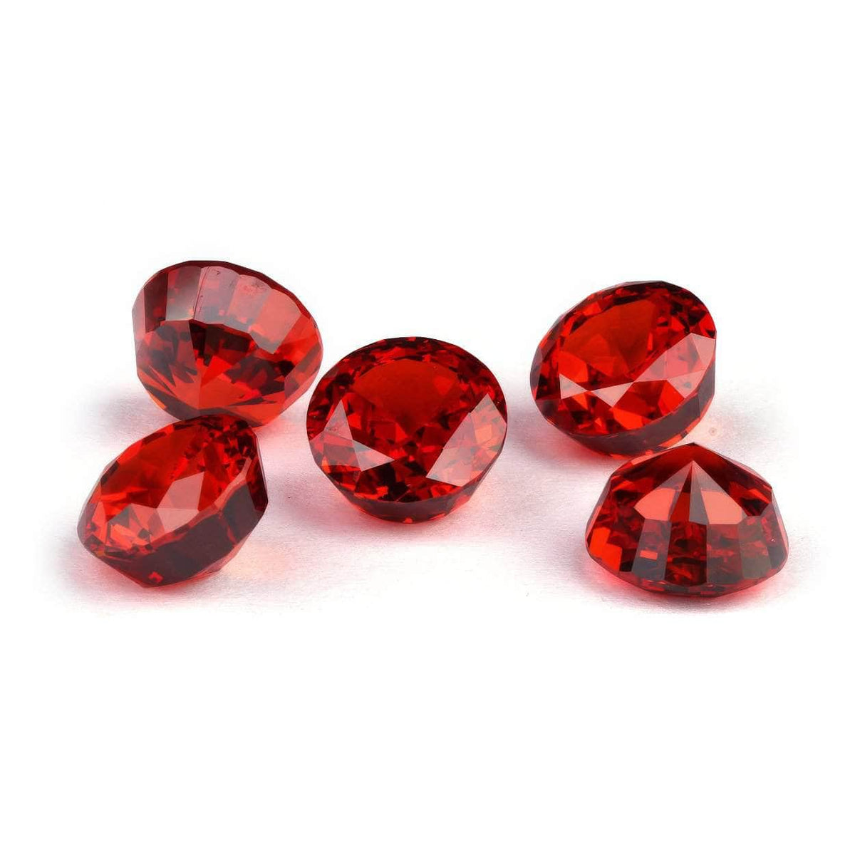 3 Set Ruby Round Cut Lab Grown Diamond Gemstone