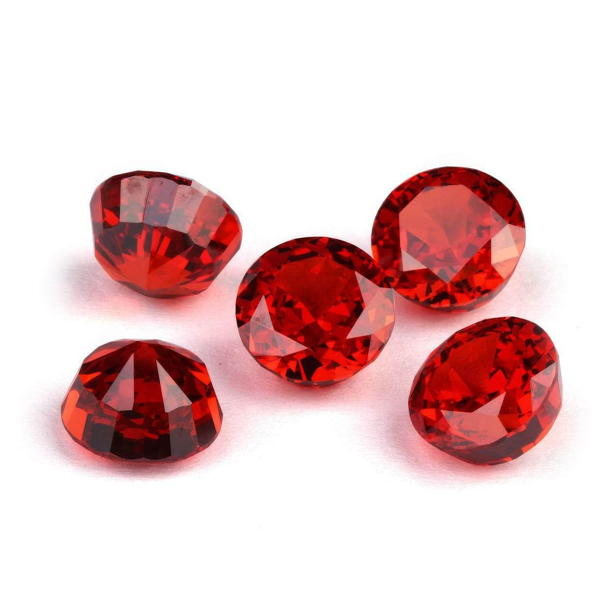 3 Set Ruby Round Cut Lab Grown Diamond Gemstone