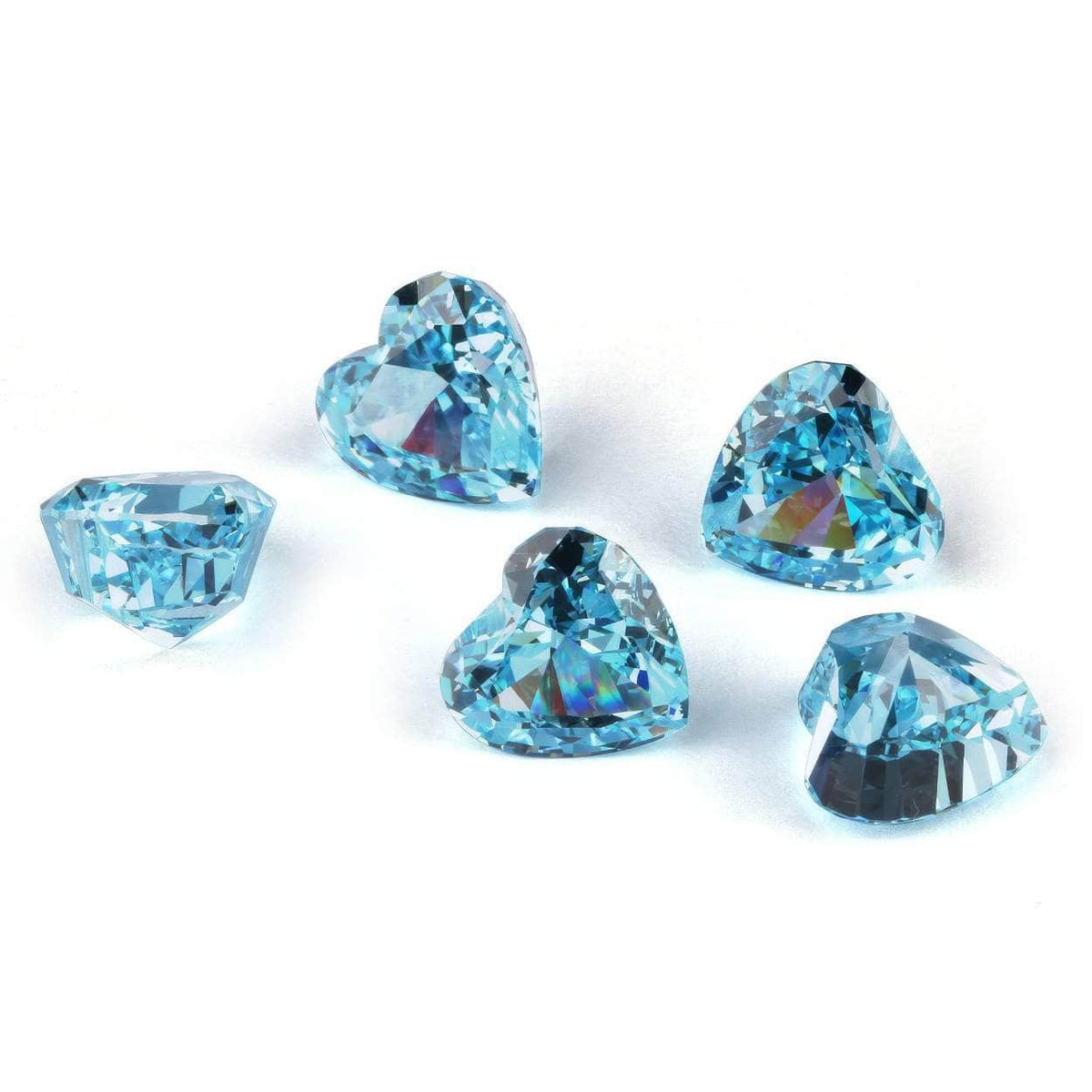 3-Set Sea Blue Heart Cut Lab Grown Diamond Gemstone