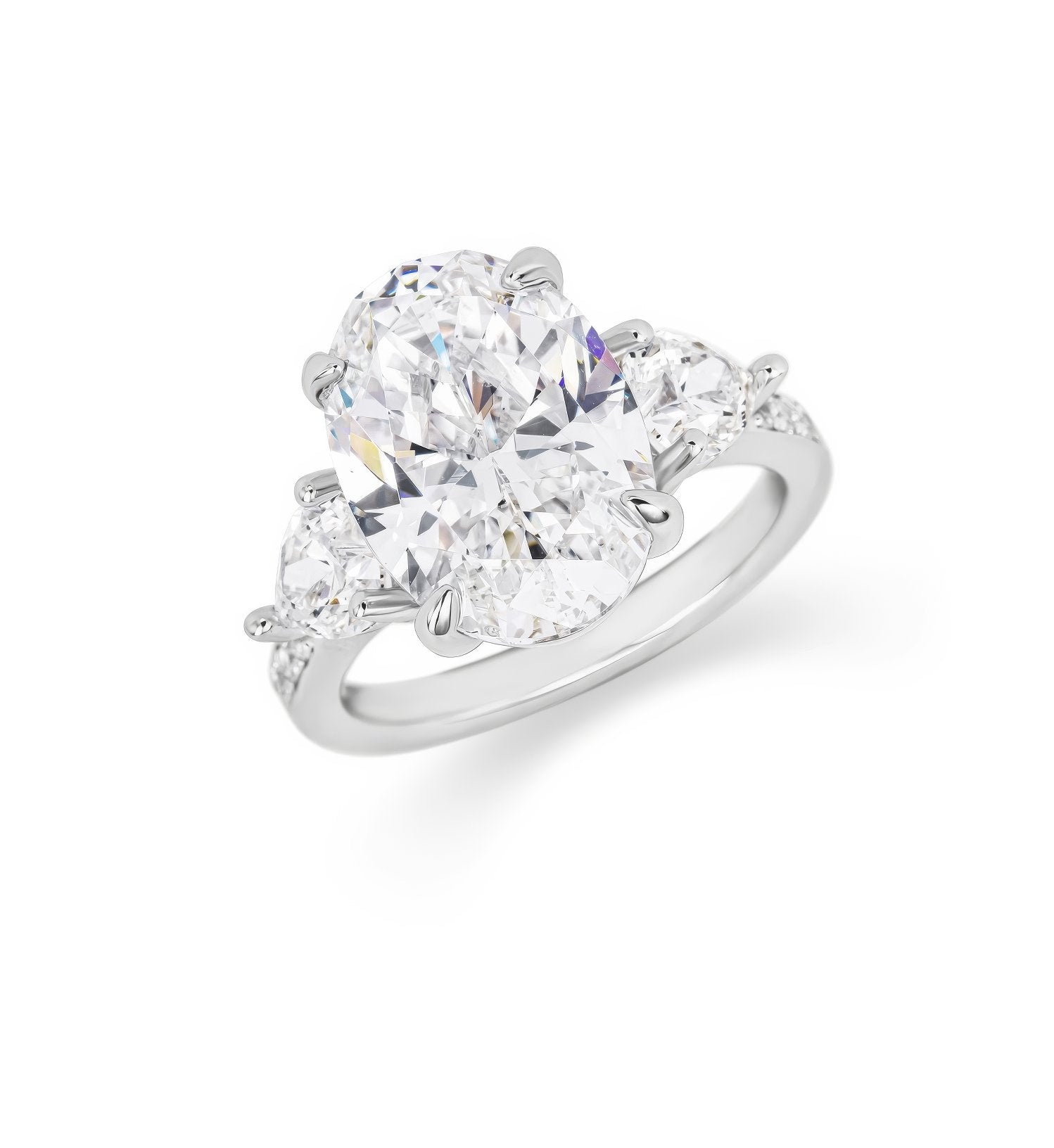 3 Stone Oval Cut Lab Diamond Ring