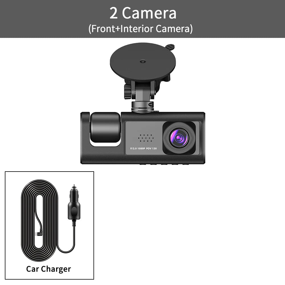 3-Channel Car DVR: HD 1080P 3-Lens Inside Vehicle Dash Cam, Three-Way Camera DVRs Recorder 2 Camera / 128G