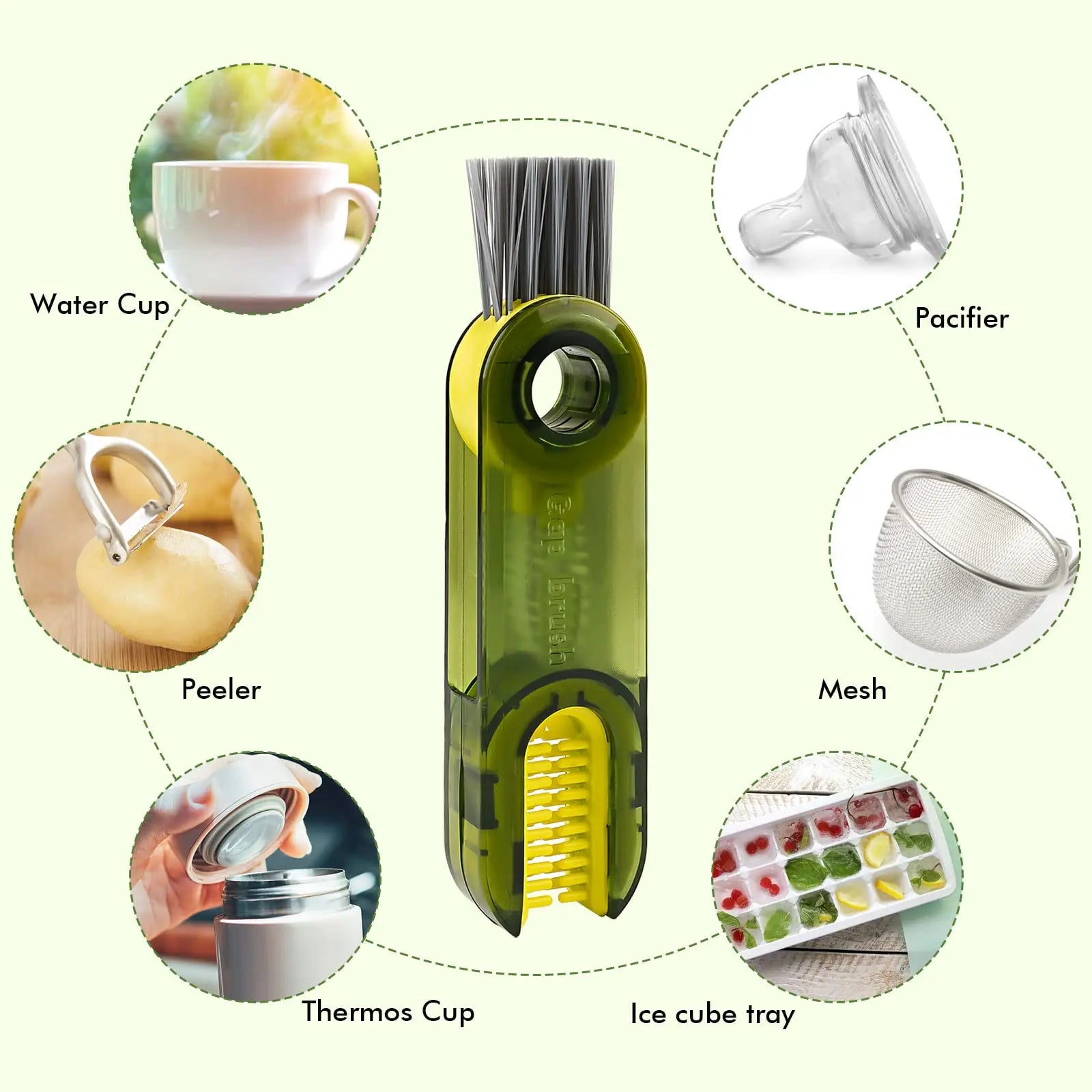 3-in-1 Cleaning Brush Water Bottle Lid Cleaning Brush Multi-Purpose U-Shaped Cup Crevice Cleaning Brush Silicone Cleaner