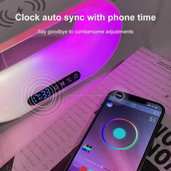 3-in-1 Intelligent LED Night Light - Wireless Charger, Alarm Clock with APP Control, RGB Atmosphere Desk Lamp for Smart Table Lamp Decor White