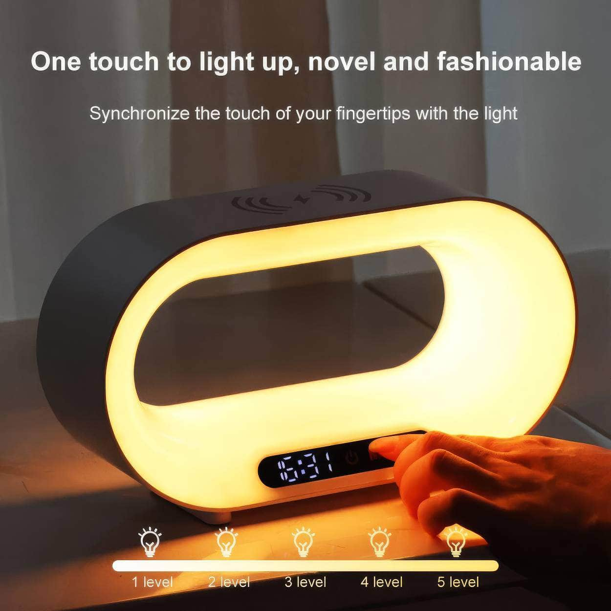 3-in-1 Intelligent LED Night Light - Wireless Charger, Alarm Clock with APP Control, RGB Atmosphere Desk Lamp for Smart Table Lamp Decor White