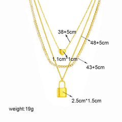 3-in-1 Large Lock Pendant with Zircon Crystals N2054