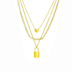 3-in-1 Large Lock Pendant with Zircon Crystals N2054