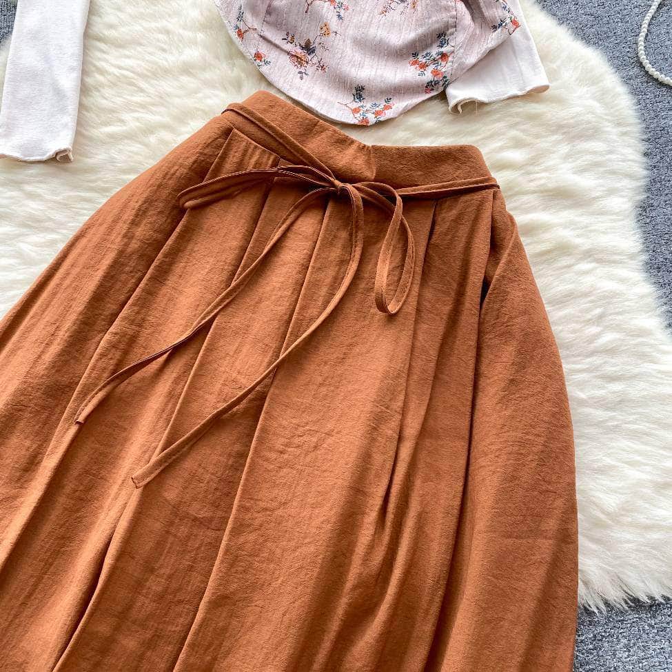3 Piece Long Sleeves Cardigan Cami High Waist Skirt Set