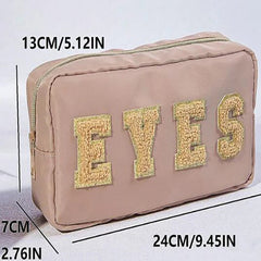 3-Piece Set Embroidered Letters Fashionable Large Capacity Waterproof Makeup Bags-