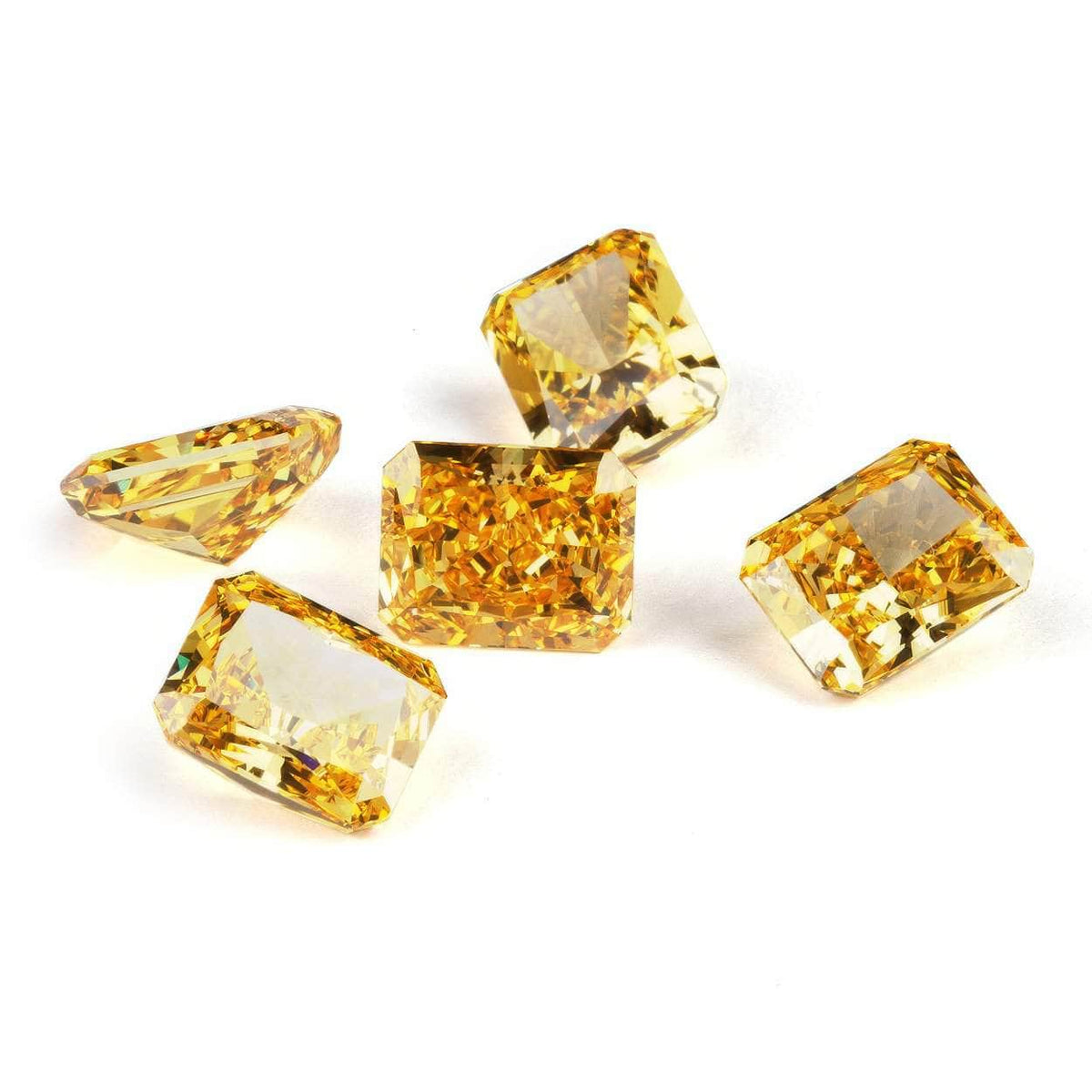 3 Set Canary Yellow Emerald Cut Rectangular Lab Grown Diamond Gemstone 4*6mm / Canary / Emerald