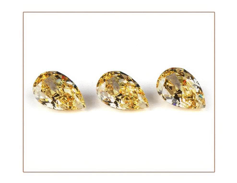 3 Set Canary Yellow Pear Cut Lab Grown Diamond Gemstone