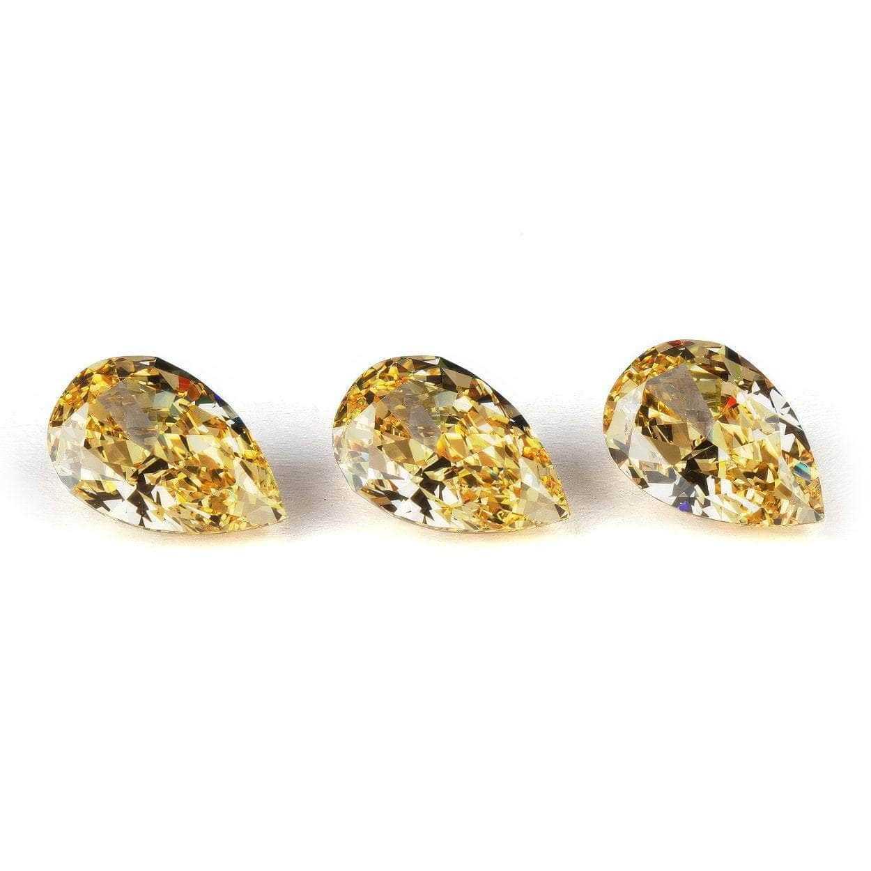 3 Set Canary Yellow Pear Cut Lab Grown Diamond Gemstone