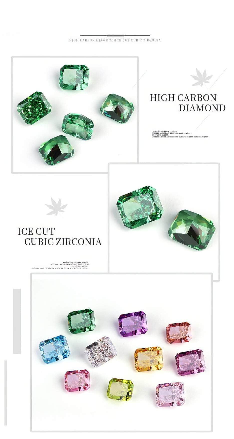 3 Set Emerald Cut Rectangular Lab Grown Diamond Emerald Gemstone